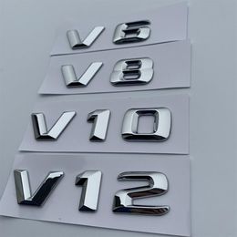 V6 V8 V10 V12 Letter Number Chrome Emblem Logo for Mercedes Benz C200 E300 Car Styling Fender Discharging Capacity Mark Sticker300T