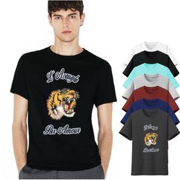 Men's T-Shirts Short sleeve Leopard Tiger Head Letter Casual Breathable comfortable Stretch Cotton Shortsleeves Slim Fit Style Top Male Round Neck Size XS-3XL GG139