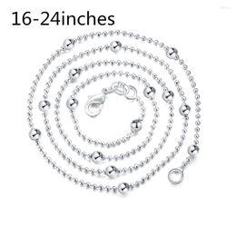 Chains Korean Fashion 925 Sterling Silver Charms Round Beads Chain Necklace For Women 16-24 Inch Party Wedding Jewellery Accessories Gift