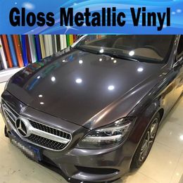 Gunmetal Metallic Gloss Grey Vinyl Car Wrap Film With Air Release Antrazit Glossy Grey candy Car Covering stickers SIZE 1 52 20M 275g