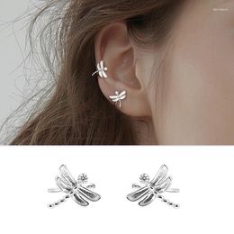 Backs Earrings Dragonfly Ear Clip Without Hole For Female Ancient Silver Colour 1PC Cuff No Piercing Orbital Earing Jewellery EF057