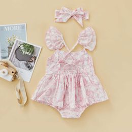 Girl's Dresses Baby Girl Romper/Girl Dress Cartoon Rabbit Print Design Sleeveless Ruffle Hem Cute Dress Jumpsuit Summer Outfit