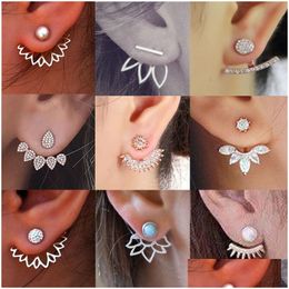 Stud Luxury Designer Jewellery Women Earrings Diamond Paved Ear Jacket Earring Accessories For Girl Drop Delivery Dhrsa