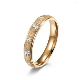 Wedding Rings Trendy 4mm Snowflower Finger For Women Girls Anniversary Gift Dainty Black Colour Stainless Steel Men Jewellery Bijoux