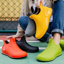 Rain Boots Fashion Rain Boots Women Waterproof Colors Men Short Rain Boots Non-slip Kitchen Water Shoes Thick-soled Fishing Rubber Shoe 44 230815