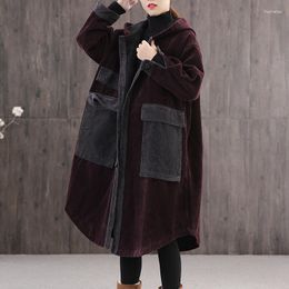 Women's Fur External Clothing With Large Sizes Oversize Coat Long Corduroy Jacket Loose Big Pockets 2023 Trend