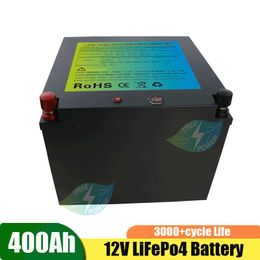 LiFepo4 12V 400Ah solar lithium battery pack portable for Outdoor power supply electric propeller +20A charger