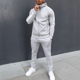 Mens Tracksuits Fashion Side Striped Long Sleeve Hoodie Two Piece Men Set Outfits Casual Slim Hooded Sweatshirt And Pants Suits 230815