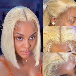 613 Blonde Short Bob Wigs Brazilian Straight Bob Human Hair Wigs 180%density 13x4 HD Lace Frontal Wigs for Women Human Hair Lace Frontal Wig