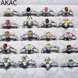 Wedding Rings 5rings 10rings AKAC approx4*6mm natural tourmaline adjustable women ring wholesale send randomly 230815