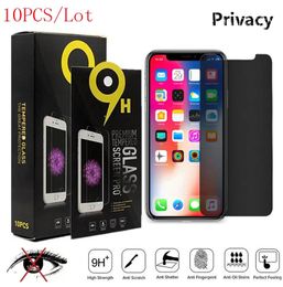 10PCS Black Privacy Screen For iPhone 15 11 12 13 14 Pro XR X XS Max Protective Glass For iPhone 12 Pro Max Mini 7 8 6 6S Anti-Spy Glass with package