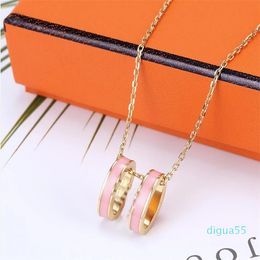 Multi-Style Women Necklace Designer Letter Pendant Jewellery Necklace Stainless Steel Enamel Clavicle Chain Necklace Fashion