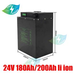 24V Lithium Battery 24V 180AH 200Ah Li-ion Battery for 2000W RV EV Scooter Solar Golf Cart UPS +10A Charger