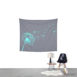 Tapestries Grey And Teal Dandelion Printed Tapestry Wall Hanging Coverlet Bedding Sheet Throw Bedspread Living Room Tapestries Dorm Decor R230816