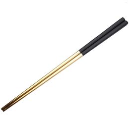 Flatware Sets 5 Pairs Chopsticks Stainless Steel Chinese Gold Set Black Metal Chop Sticks Used For Sushi Dinnerware