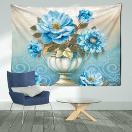 Tapestries White Deer Landscape Tapestry Peony Peacock Room Background Wall Painting Tapestry Home Art Decor Good Gift