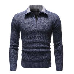 Men's Sweaters Autumn Winter Casual Sweaters Men Half High Collar Zippers Warm Fleece Pullovers Mens Thick Warm Knitted Sweater Men Pullovers J230806