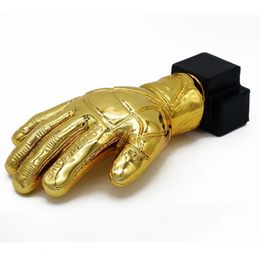 Decorative Objects 26cm Golden Football Goalkeeper Gloves Trophy Resin Crafts Gold Plated Soccer Award Home Decor Gift Fans League Souvenirs 230815