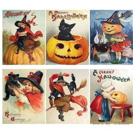 Greeting Cards Vintage Halloween Postcards 24pcs Pumpkin Writting Cards Decorative Halloween Gift Cards Blank Note Card for School 230816