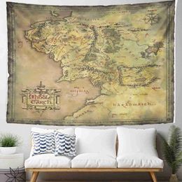 Tapestries Artwork Wall Hanging Middle Earth Map 50x60 Inches Tapestries Mattress Curtain Home Decor Print Decoration Mural R230816