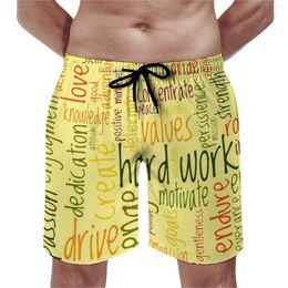 Men's Shorts Summer Gym Letters Word Art Sportswear Motivational Words Custom Beach Vintage Quick Drying Trunks Plus Size