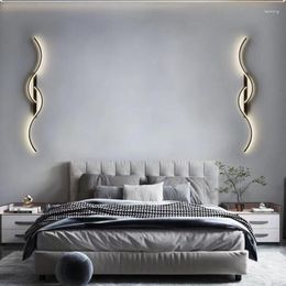 Wall Lamp Modern Minimalist Line LED Light Luxury Living Room TV Background Home Decor Indoor Bedroom Bedside Lighting