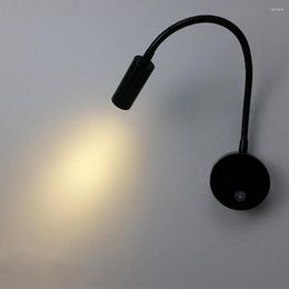 Wall Lamp Bedroom Led Metal Flexible Tube Switch Off Indoor Mounted Night Lights Study Room Table Reading Book Lamps