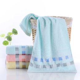 Top Microfiber Cotton Chequered Ribbon Home Beach Drying Bath Towel Shower Cleaning Magic Absorbent Towel Non-linting Tool 33x73cm