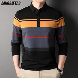 Mens Polos Top Grade Designer Fashion Brand Striped Luxury Clothes For Men Polo Shirt Casual Regular Fit Long Sleeve Tops Clothing 230815