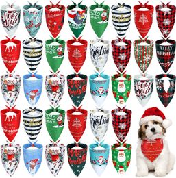 Dog Apparel 20 Pack Christmas Bandana Snowman Snowflake Elk Plaid Pets Scarf Triangle Bibs Pet Bandanas For Small Medium Large Dogs Cats 230815