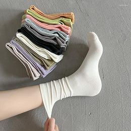 Women Socks 1 Pair Japanese Korean High School Girls Loose Candy Solid Colors Ladies Cotton Spring Summer Breathable Long