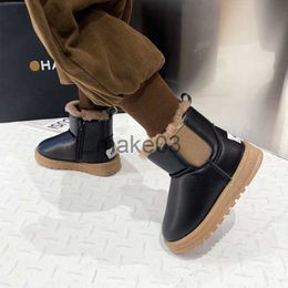 Boots Classic Plush Winter New Versatile Girls' Snow Boots Children's Fashion Warm Keeping Simple Japanese 2023 Boys Chelsea Boots PU J230816