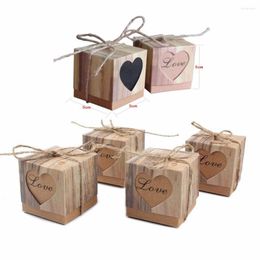 Gift Wrap Wedding Favour And Gifts Box LOVE Heart Kraft Bag With Twine Candy Boxes Baby Shower Giveaways Party Supplies