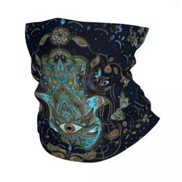 Scarves Hamsa Hand Fatima Blue Gemstones Bandana Neck Cover Printed Mask Scarf Multifunctional Headband Cycling For Men Women Winter