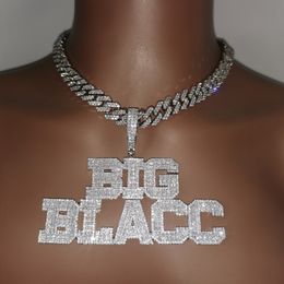 Charms Custom Name Necklace AAA Zirconia Baguette Letters With Big Hoop CubanChain Pendant For Men Women Hip Hop Jewellery 230815
