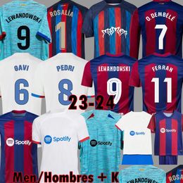 Yoga Outfit 23 24 Pedri Gavi Third Blue Soccer Jerseys Lewandowski Fc Ferran Camiseta De Futbol Eric Barca Raphinha 2023 Ansu Fati F Dhfvi