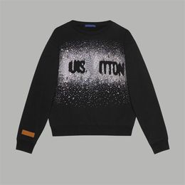 Autumn and Winter 100% Cotton Printed Terry Long Sleeve Men's Round Neck Sweater Unisex Round Neck OS Drop Shoulder Style j9-o88