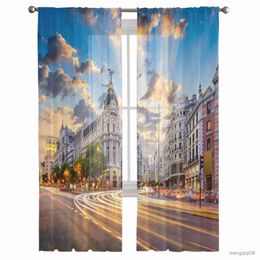 Curtain City Street Scenery Building Modern Print Tulle Sheer Curtains for Living Room Bedroom Room Tulle Kitchen Curtains