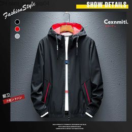 Men's Jackets Autumn Jacket Waterproof Sping Men's Young Korean Slim Fit Jacket Hood Fashion Red Casual Black Coat Windproof Men's Z230816