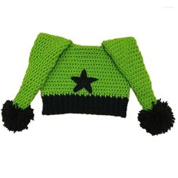 Berets Fashion Knit Hat For Women Girls Handwoven Beanie Woollen Yarn Cap Y2K Star Pattern Clown Adult Headdress