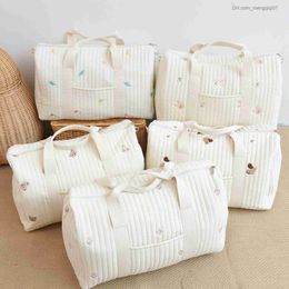 Diaper Bags 6805 Korean Embroidered Travel Bag Large Capacity Handheld Travel Bag Light Storage Boston Mom Shoulder Cross Body Bag Z230816