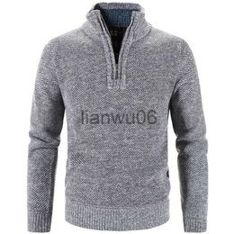 Men's Sweaters Autumn Winter Thick Knitted Sweater Men Pullovers Solid Colour Zipper Mock Neck Slim Fit Knit Pullovers Men Causal Sweater Man J230806