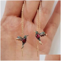 Dangle Chandelier Cute Bird Long Tassel Earrings Crystal Pendant Small Gift Jewelry For Women Earring Drop Delivery Dhxss