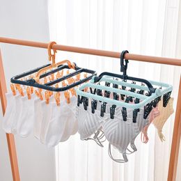 Hangers 32 Clips Hanger Household SockAiring Gadget Student Child Clip Hanging Clothes Rack For Dormitory Socks Hange