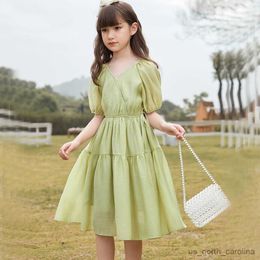 Girl's Dresses Girls' Dress Summer Children's Green Skirt New Western Edition Big Boy Princess Dress Girls' Summer Dress R230816