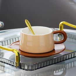 Cups Saucers Creative Retro Coffee Cup Ceramic High-value Light Luxury Set And Saucer With Spoon European Afternoon Tea