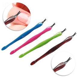 Stainless Steel Cuticle Pusher Nail Art Fork Manicure Tool For Trim Dead Skin Fork Nipper Pusher Trimmer Cuticle Remover free shipping