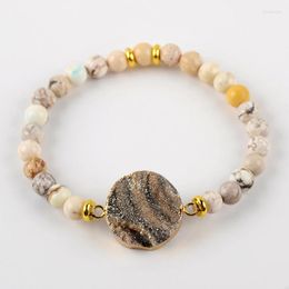 Charm Bracelets Natural Stone Howlite Turquoise Beads Bracelet Crystal Quartz Handmade Meditation Jewellery Accessories For Women