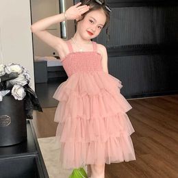 Girl's Dresses Girls' Suspended Dress New Style Dress Summer Cool Pink Cake Dress Sweet Girls' Princess Dress