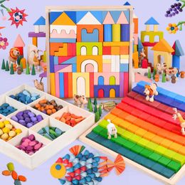 Model Rainbow Building Kits Block German Wooden Counter Figurine Cute Basswood Castle Children's Toys